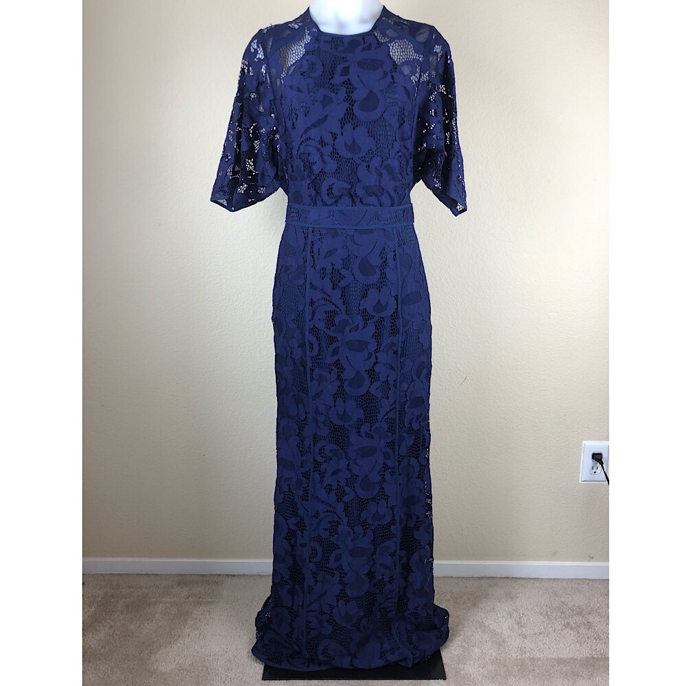 Cynthia Steffe Blue Maxi Lace Dress Lined